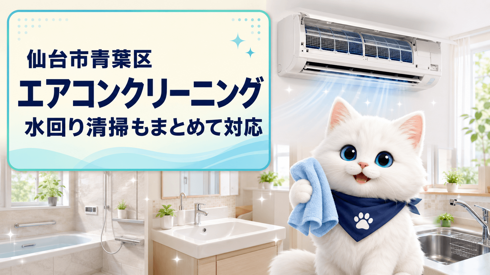 仙台市青葉区 エアコンクリーニングと水回り清掃の施工事例