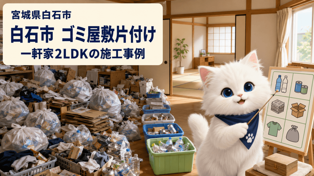 白石市 ゴミ屋敷片付けで一軒家の不用品を分別した施工事例