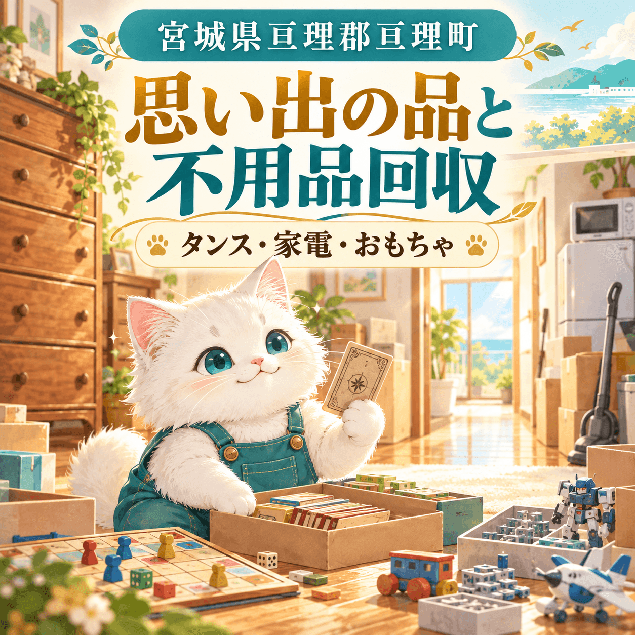 【宮城県亘理町】タンス・家電・懐かしいおもちゃの不用品回収｜断捨離の作業事例